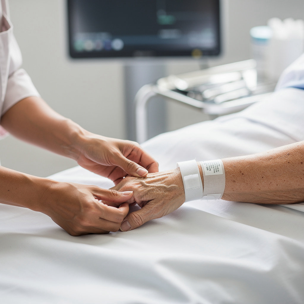 Avocado Post Acute compassionate caregiver assisting an elderly resident in a comfortable, well-lit common area